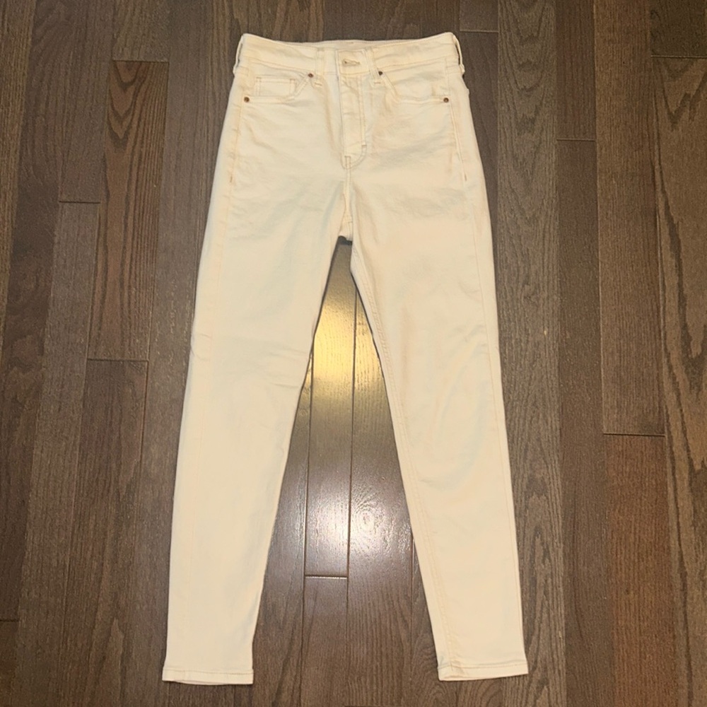 Topshop cream straight leg jeans